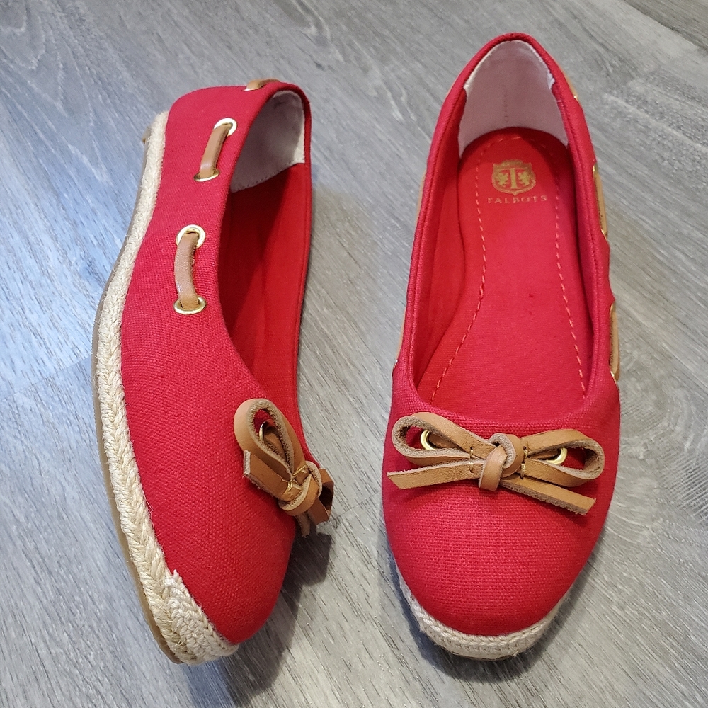 LIKE NEW Talbots Boat Shoe Espadrille Flats in Red